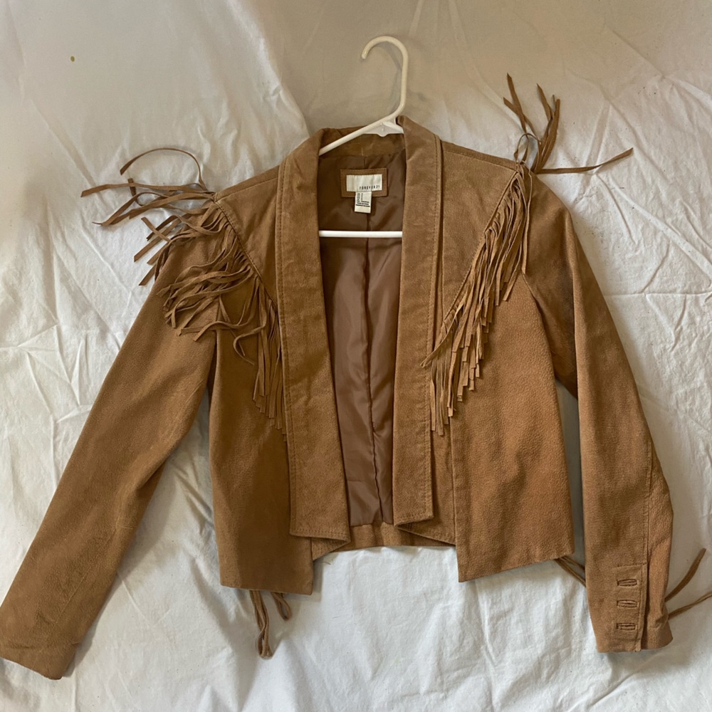 Faux suede tasseled jacket